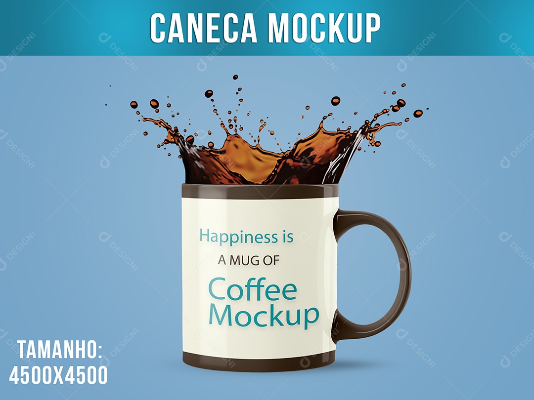 Caneca Mockup Splash PSD Editável