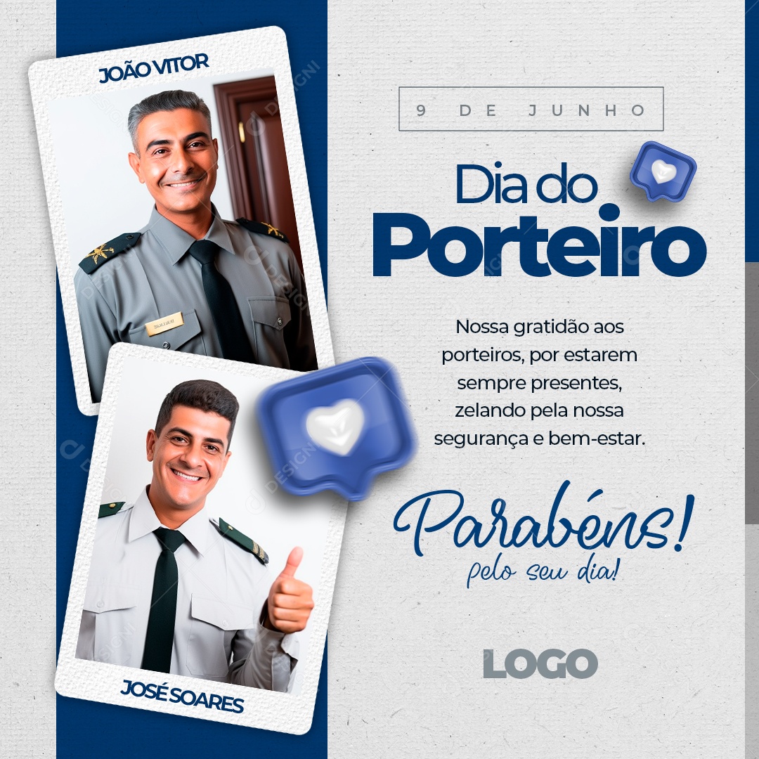 9 de Junho Dia do Porteiro Social Media PSD Editável
