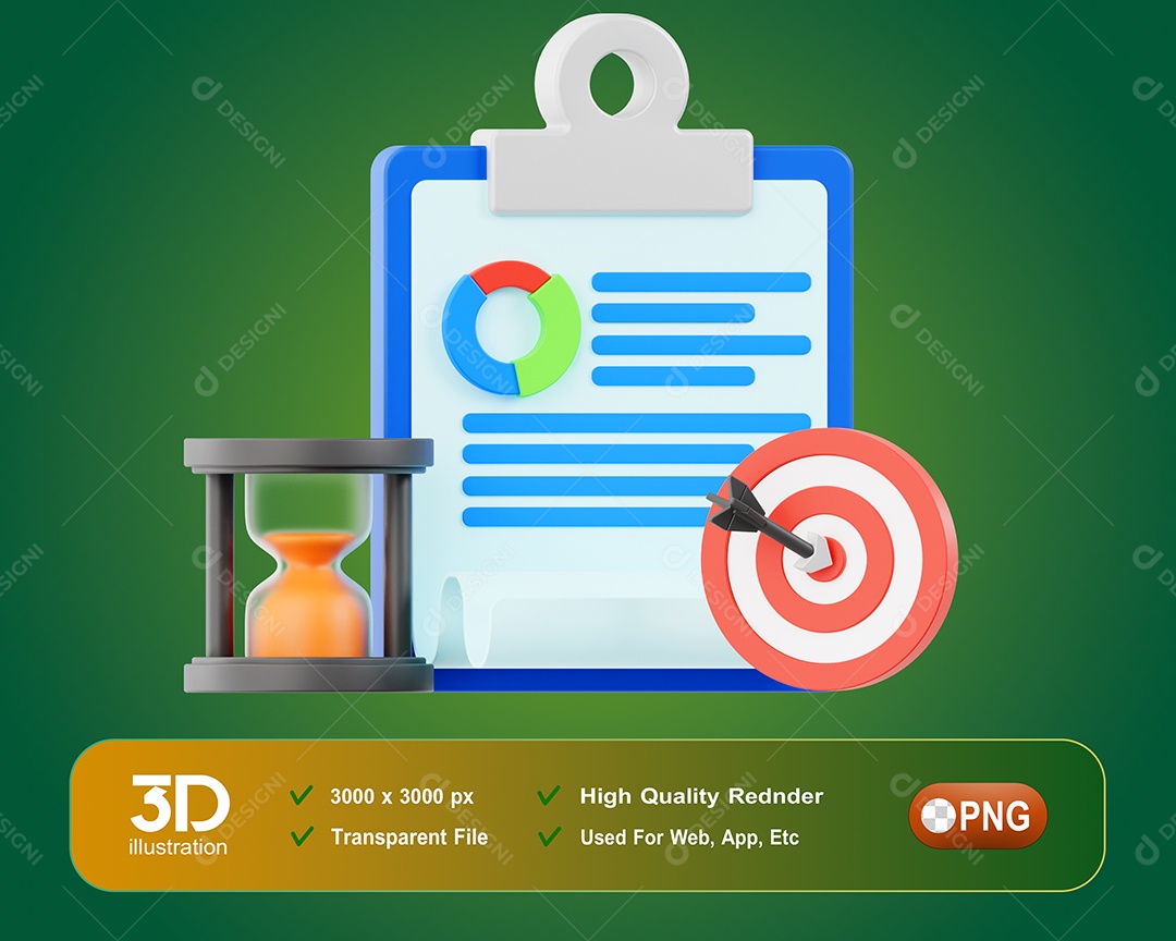 Gerenciamento De Tempo E Tarefas Elemento 3D Para Composição PSD