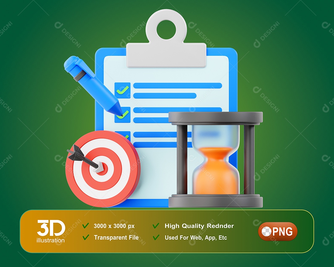 Tempo Para Realizar Tarefas Elemento 3D Para Composição PSD