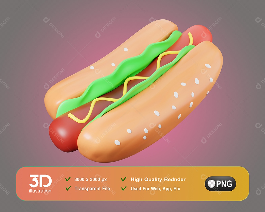 Cachorro Quente Elemento 3D Para Composição PSD