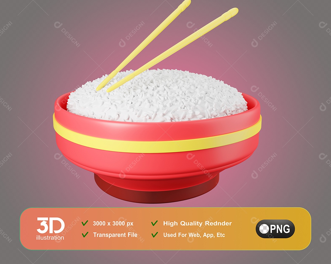 Tigela De Arroz Elemento 3D Para Composição PSD