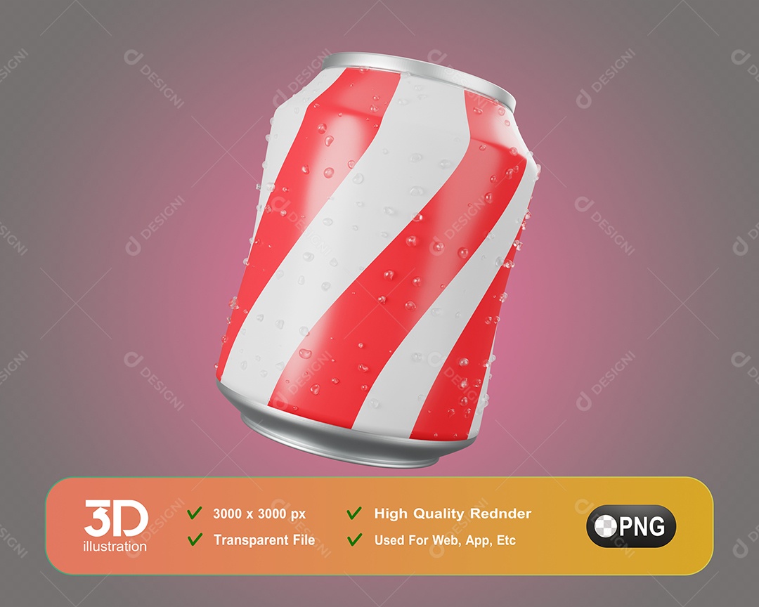 Lata de Refrigerante Elemento 3D Para Composição PSD