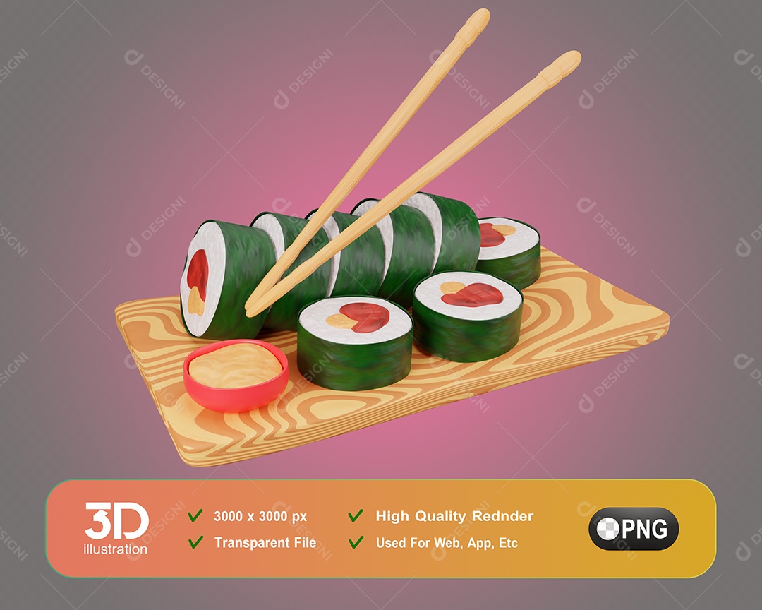 Sushi Comida Japonesa Elemento 3D Para Composição PSD