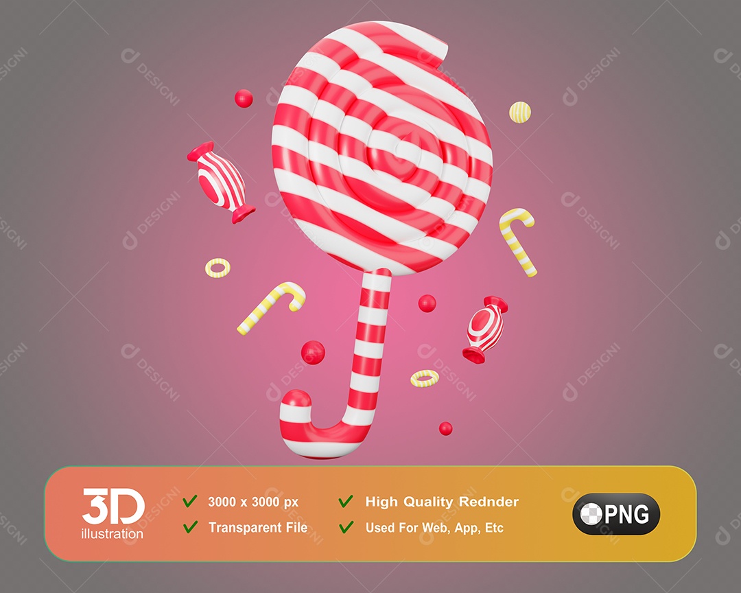 Doces Pirulito Elemento 3D Para Composição PSD