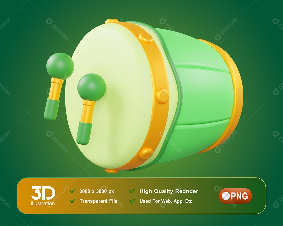 Tambor Islâmico Elemento 3D Para Composição PSD