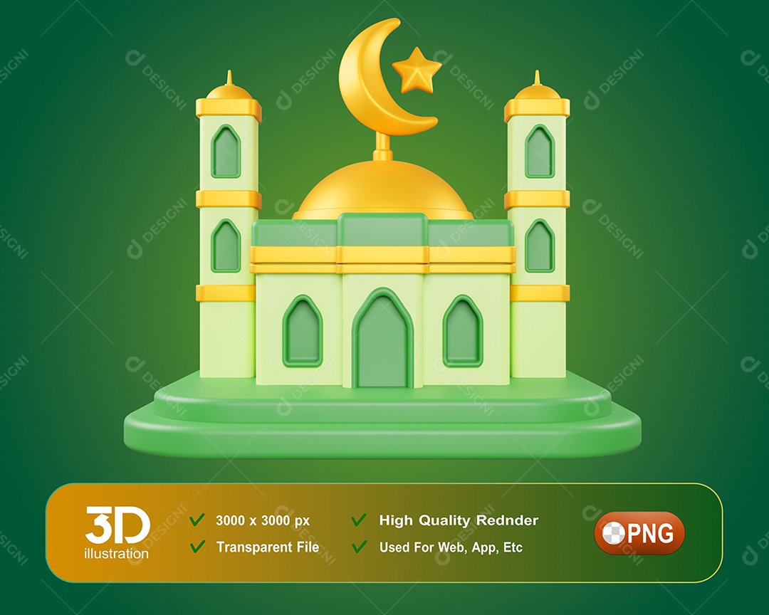 Templo Mesquita Elemento 3D Para Composição PSD