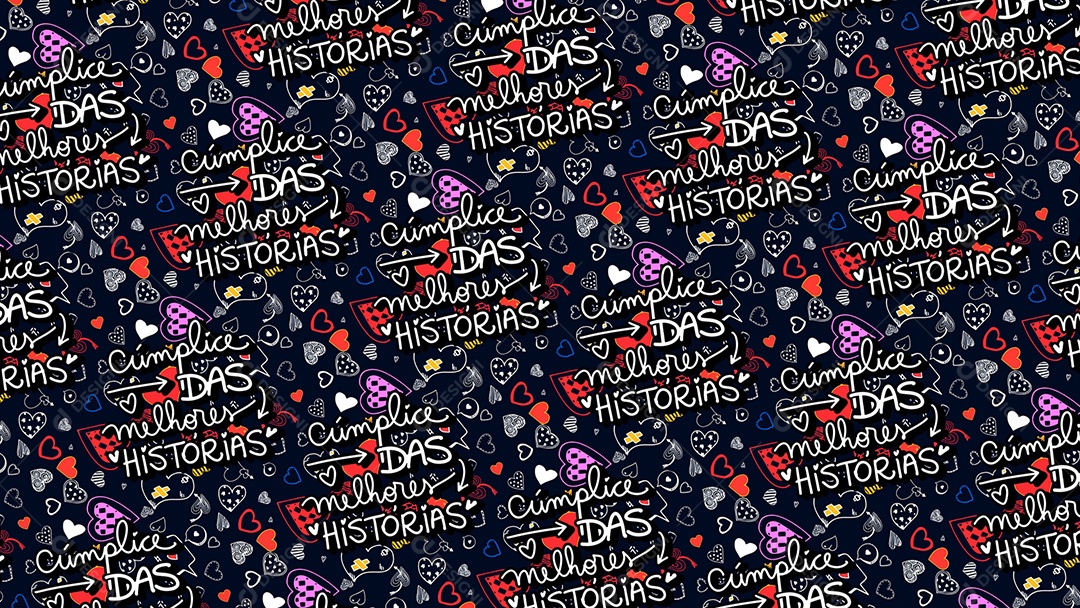 Pattern Padrões Geométricos Textos Do Dia Dos Namorados Cúmplice Das Melhores História Em Fundo Azul Vetor AI + PAT