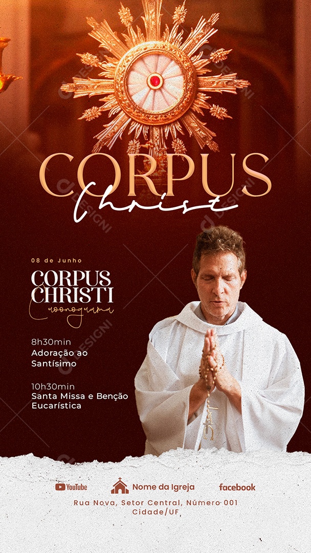 Story Cronograma Corpus Christi Social Media PSD Editável