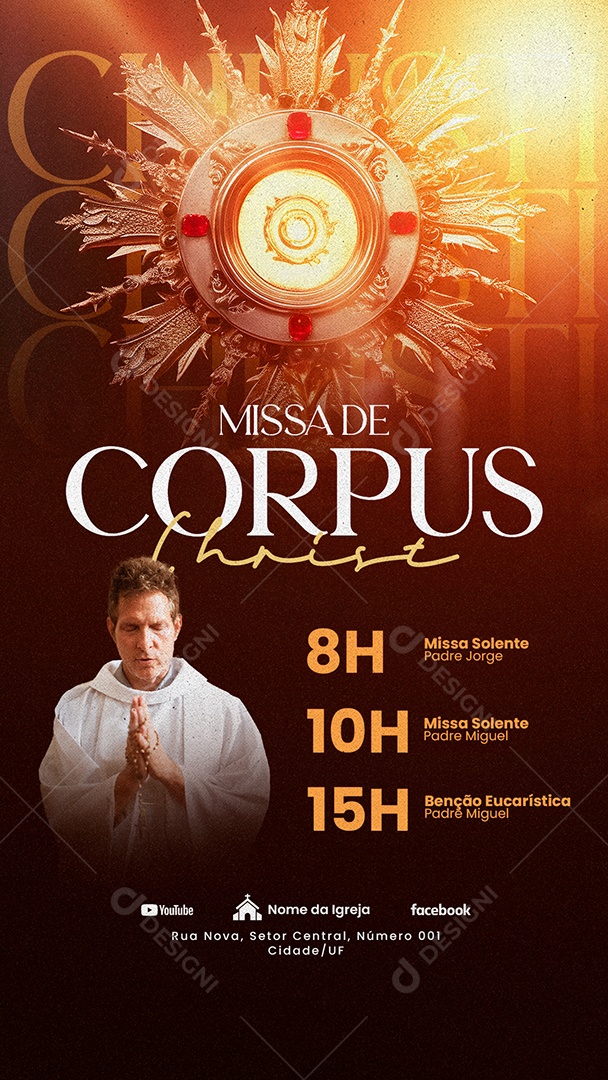 Story Missa De Corpus Christi Cronograma Social Media PSD Editável