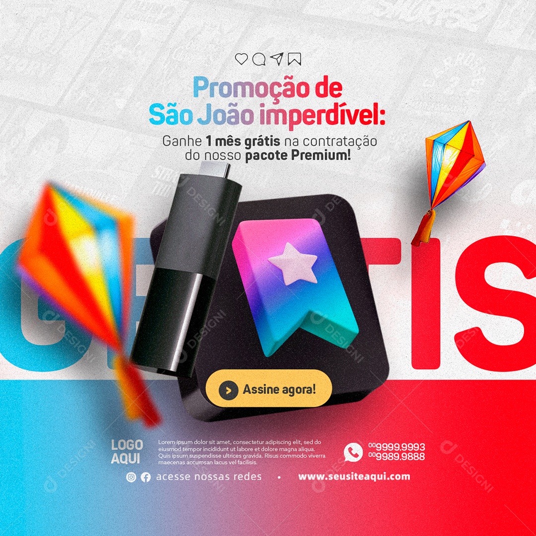 Promoção De São João Imperdível Assine Agora IPTV Social Media PSD Editável