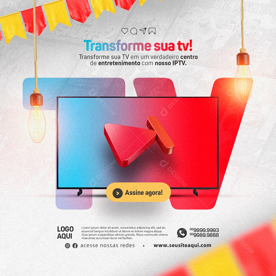 Transforme Sua Tv IPTV São João Social Media PSD Editável