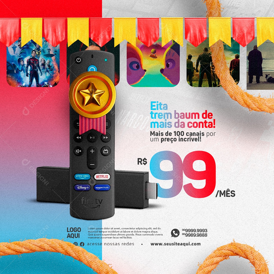 Eita Trem Baum De Mais Da Conta 99 Mês IPTV Social Media PSD Editável