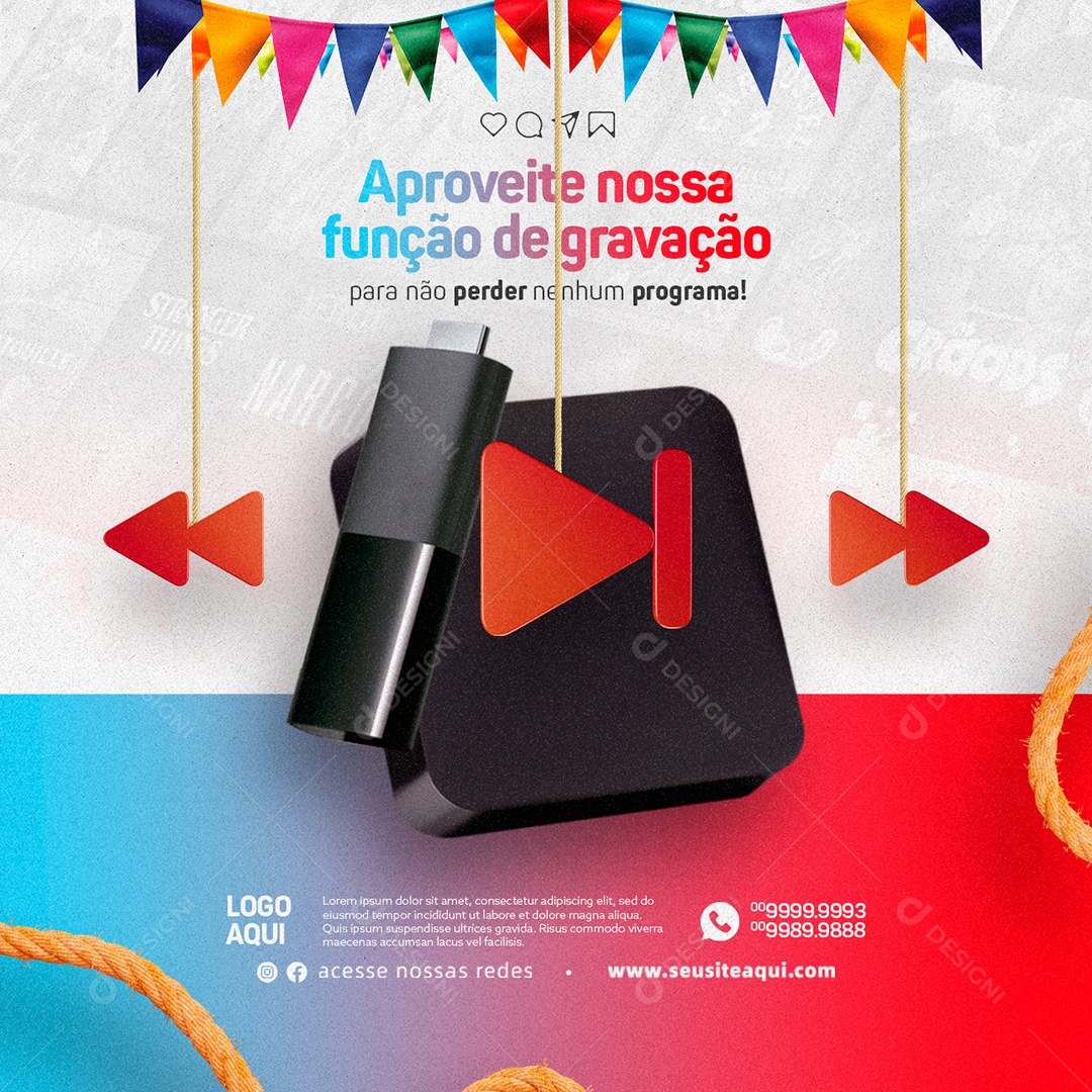 Aproveite Nossa Função De Gravação IPTV Social Media PSD Editável