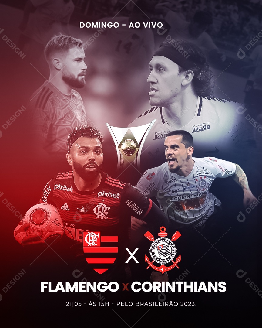 Feed Flamengo X Corinthians Futebol Social Media PSD Editável