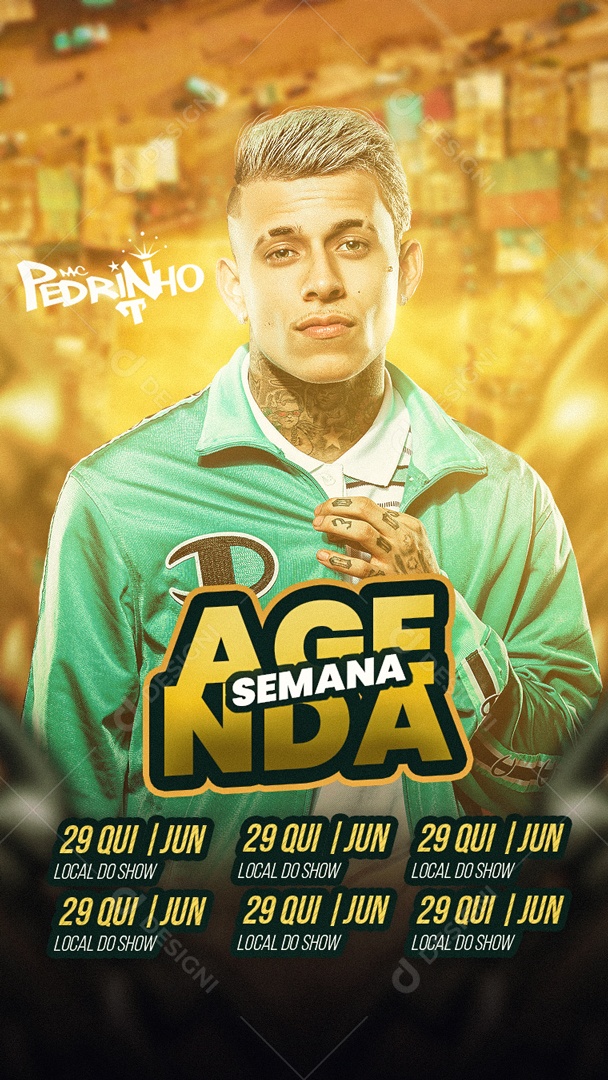 Flyer Story Agenda Semana Mc Pedrinho Funk Social Media PSD Editável