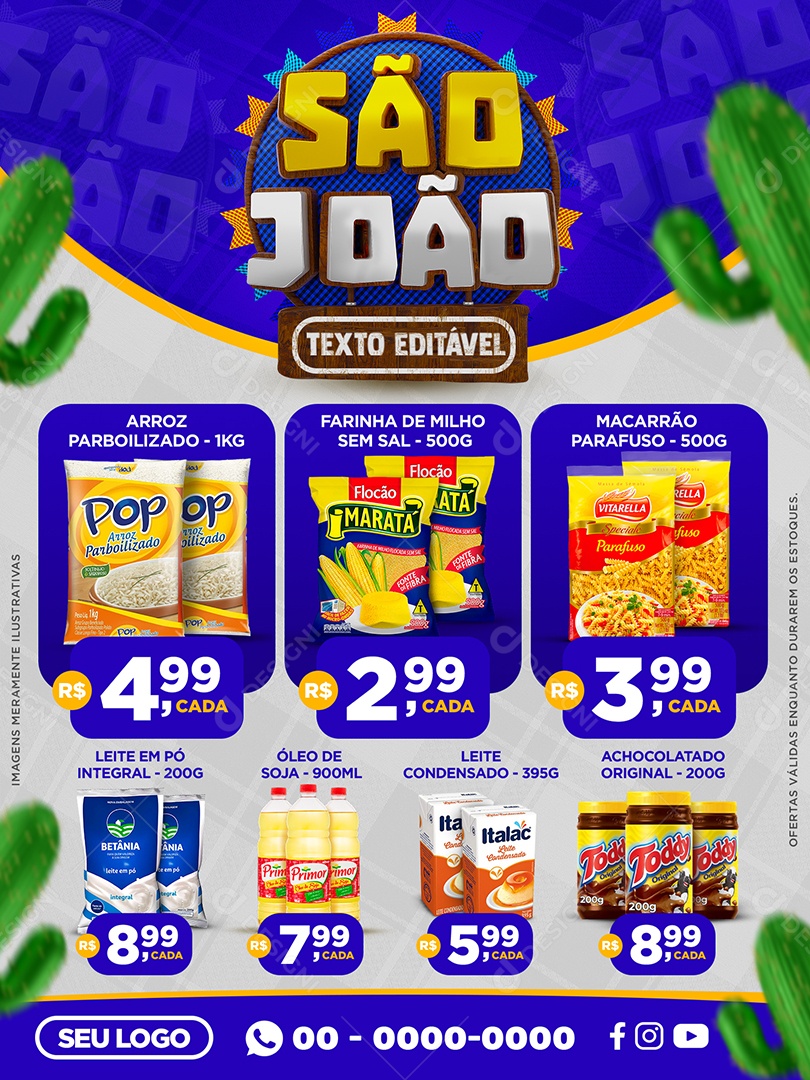 Social Media São João Supermercado Produtos PSD Editável