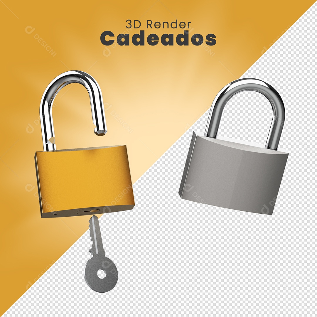 Elemento 3D Cadeados Para Composição PSD