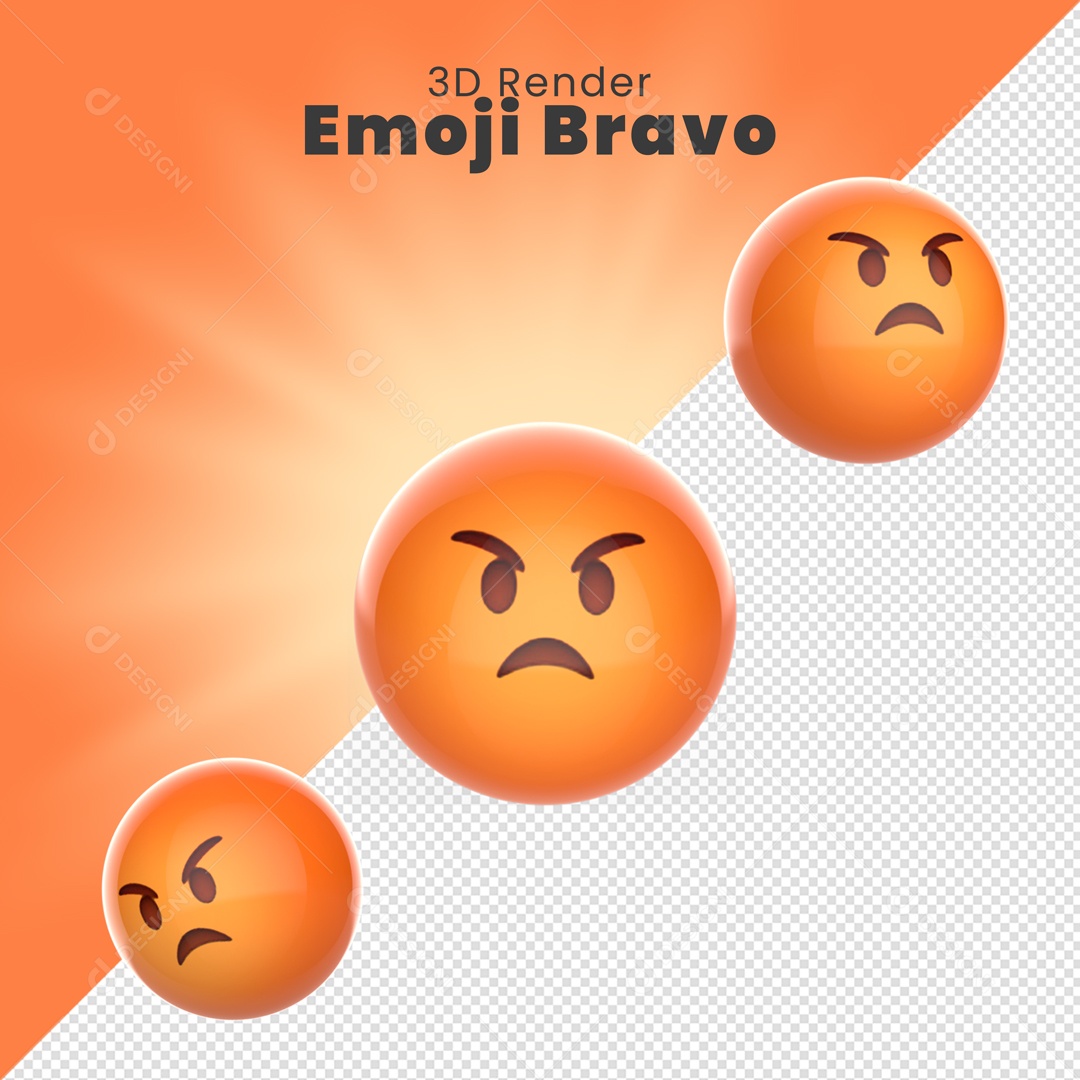 Elemento 3D Emoji Bravo Para Composição PSD