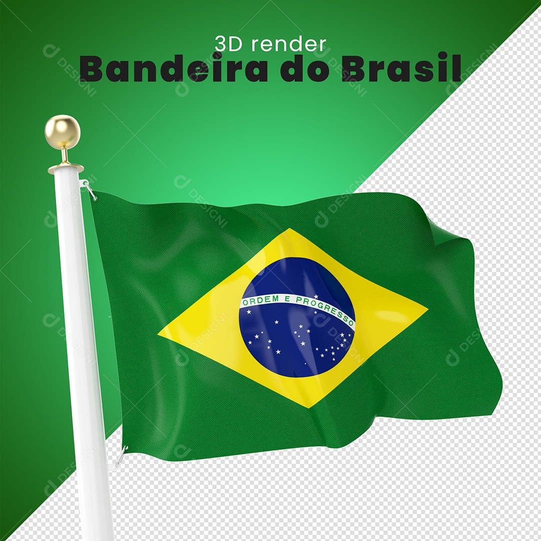 Elemento 3D Bandeira do Brasil Para Composição PSD