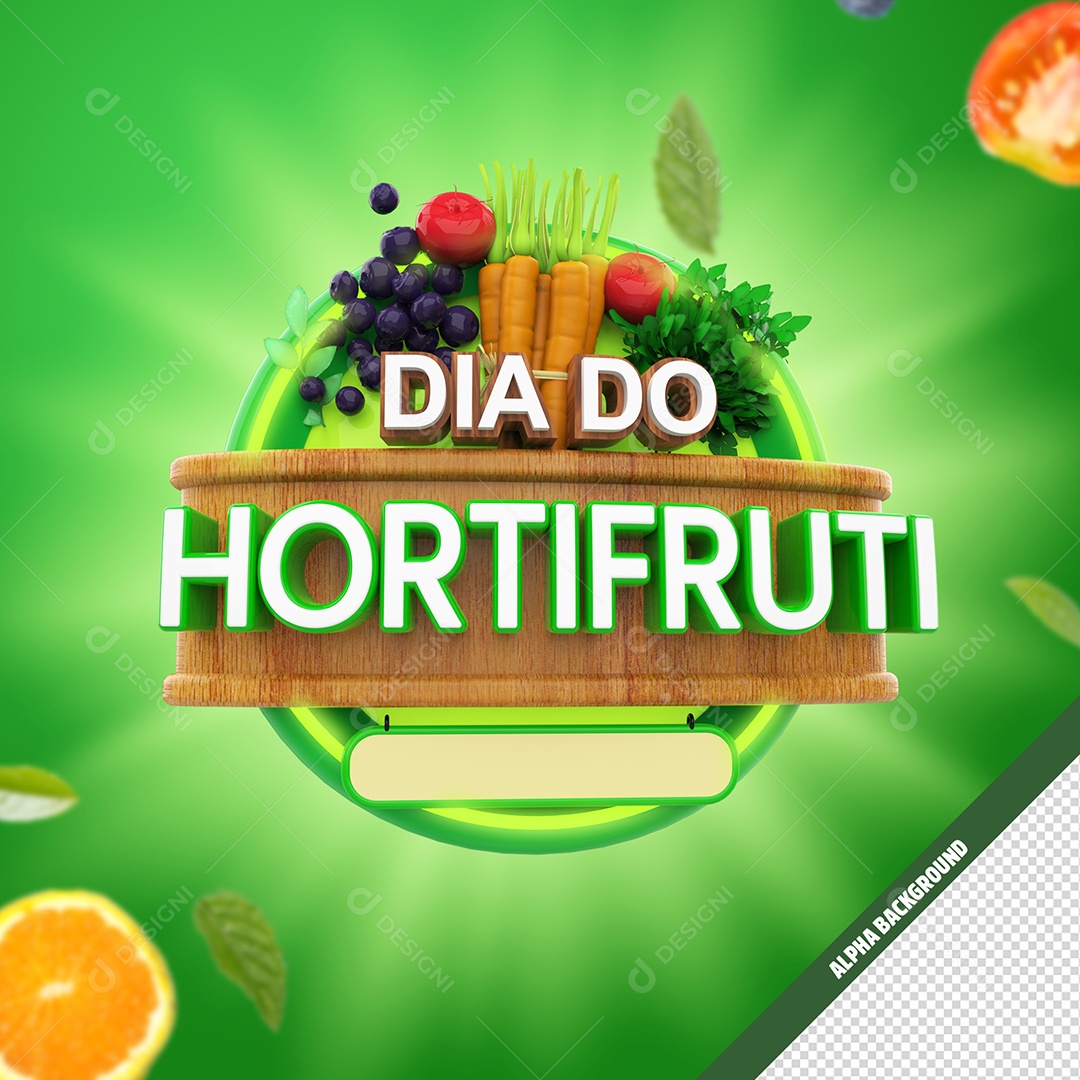 Elemento 3D Dia do HortifrutiPara Composição PSD