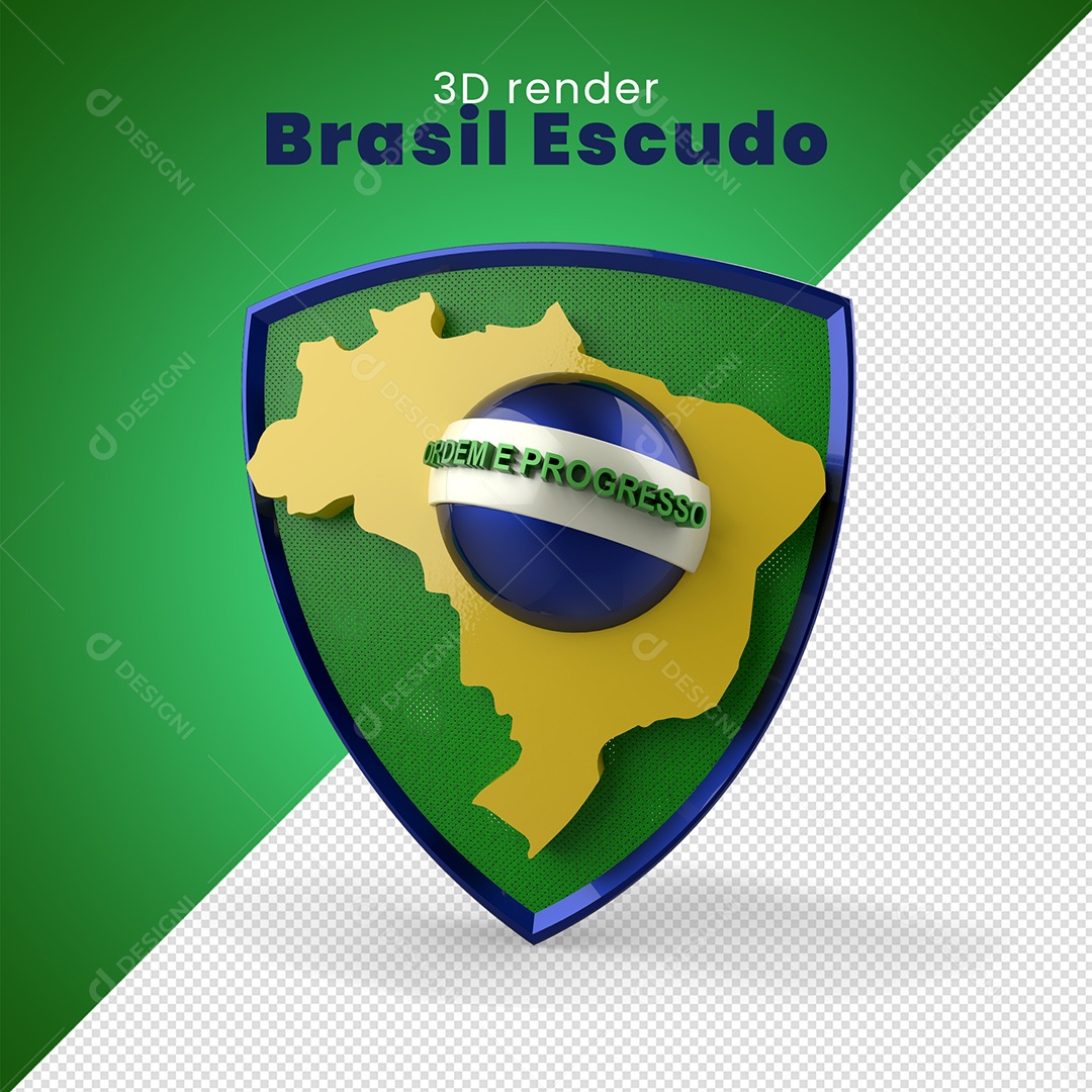 Elemento 3D Escudo Brasil Para Composição PSD