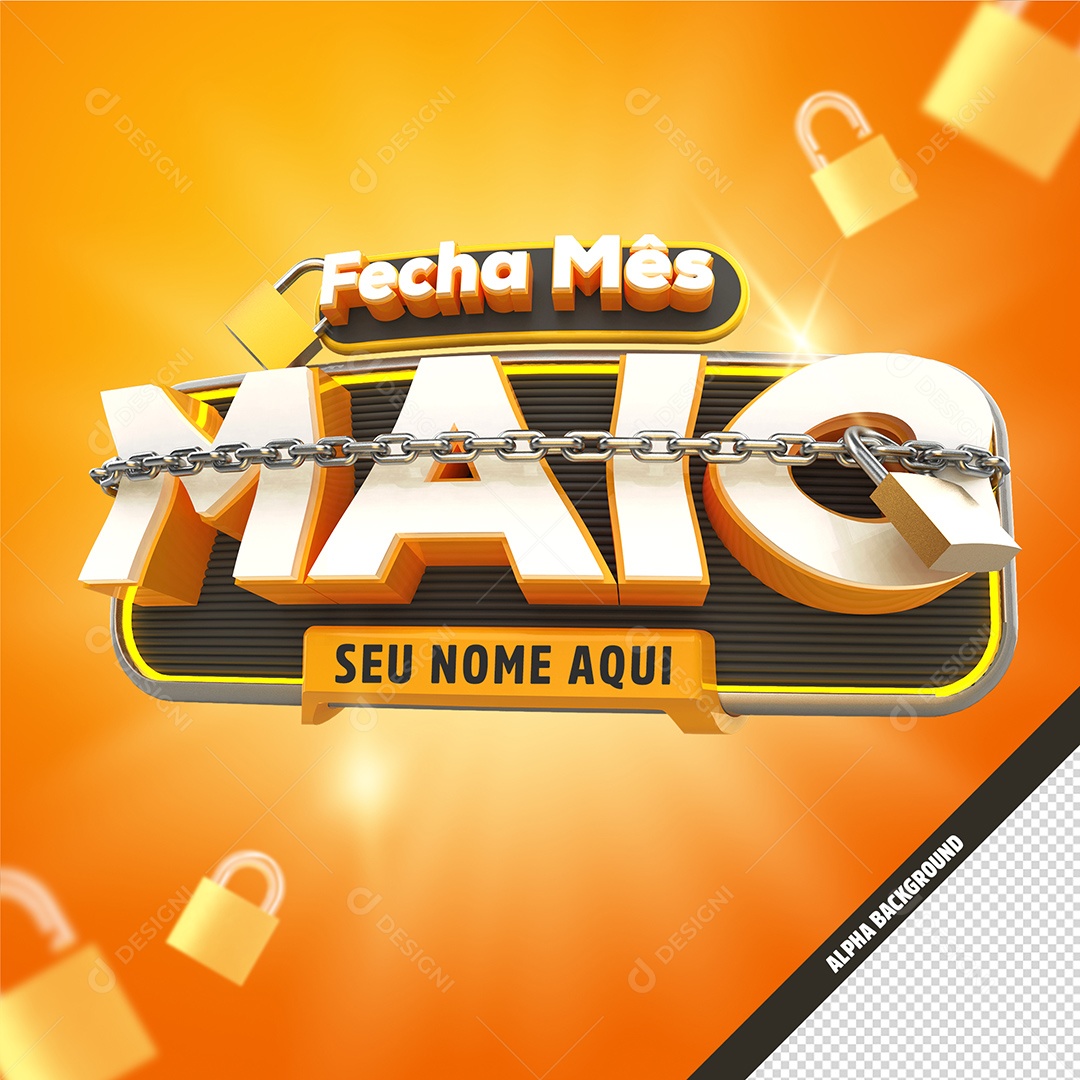 Elemento 3D Fecha Mês Maio Para Composição PSD