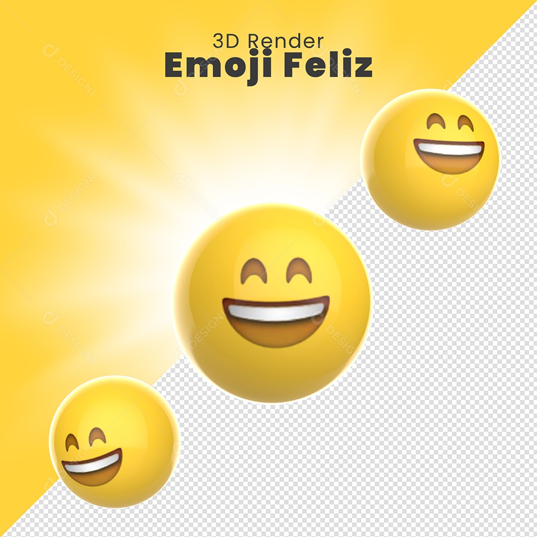 Elemento 3D Emoji Feliz Para Composição PSD