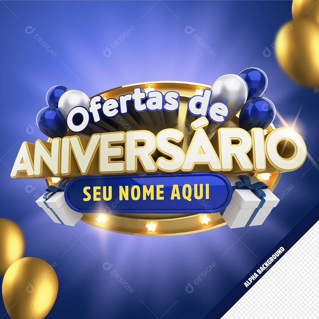 Elemento 3D Ofertas de Aniversário Para Composição PSD