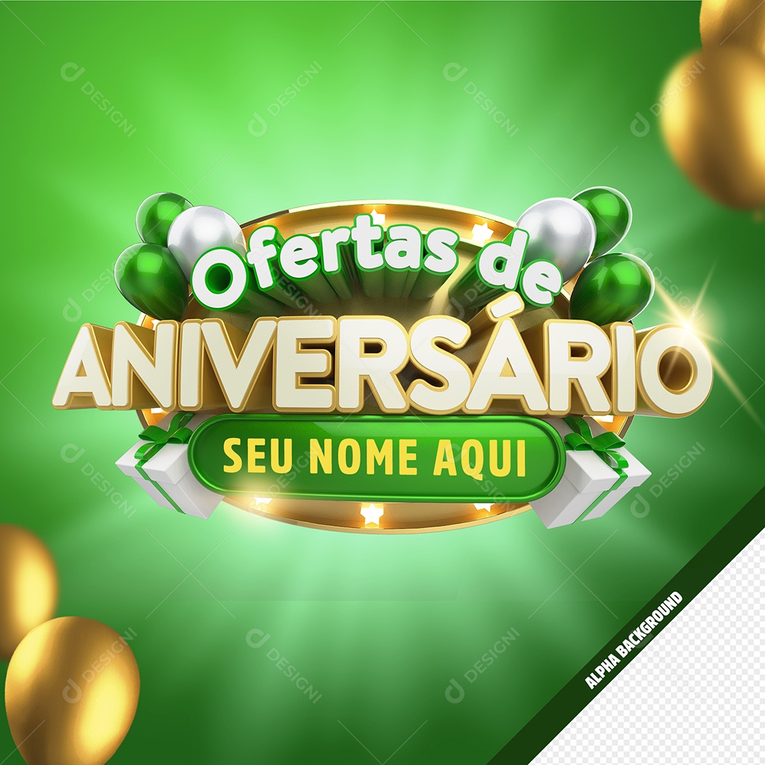 Elemento 3D Ofertas de Aniversário Para Composição PSD