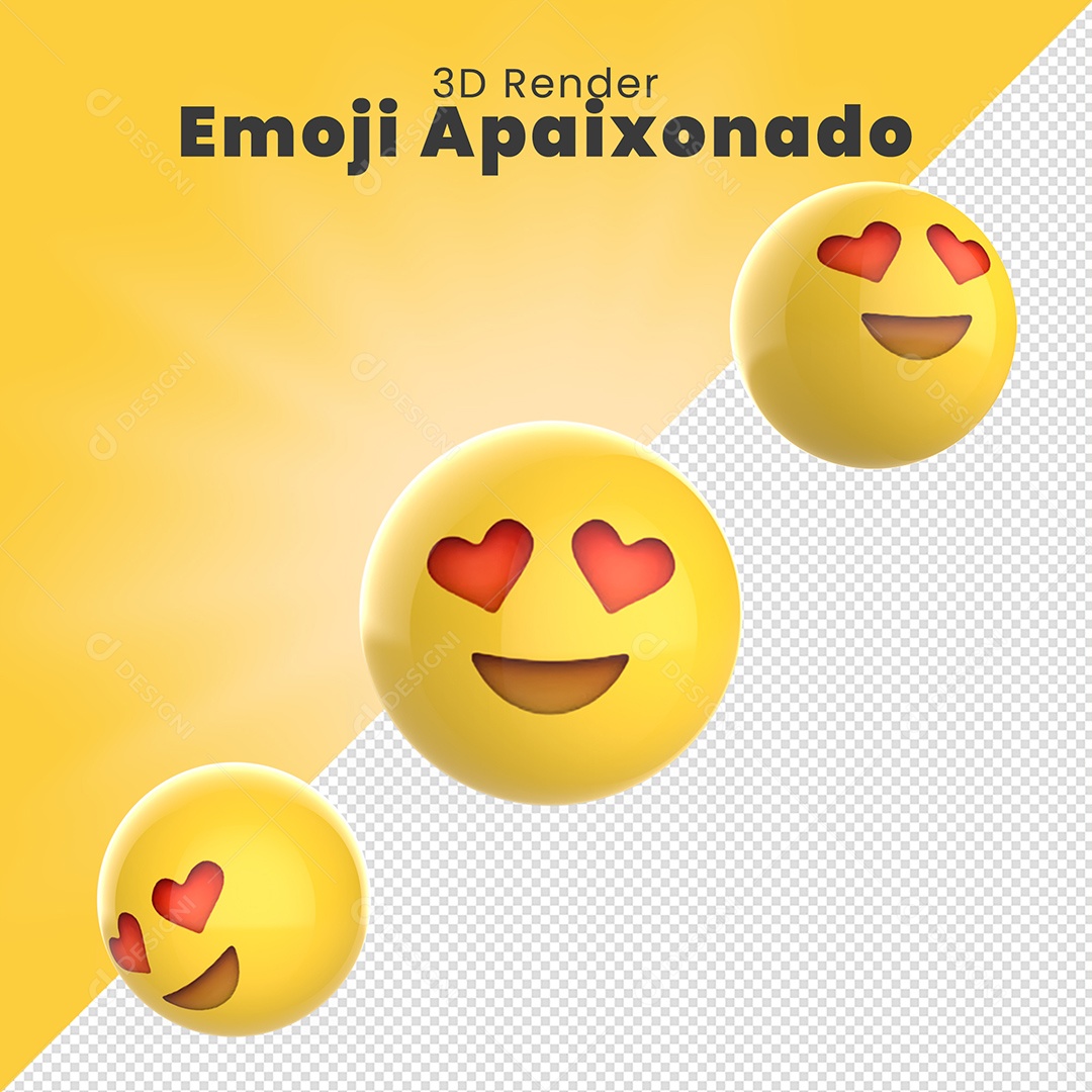 Elemento 3D EMoji Apaixonado Para Composição PSD