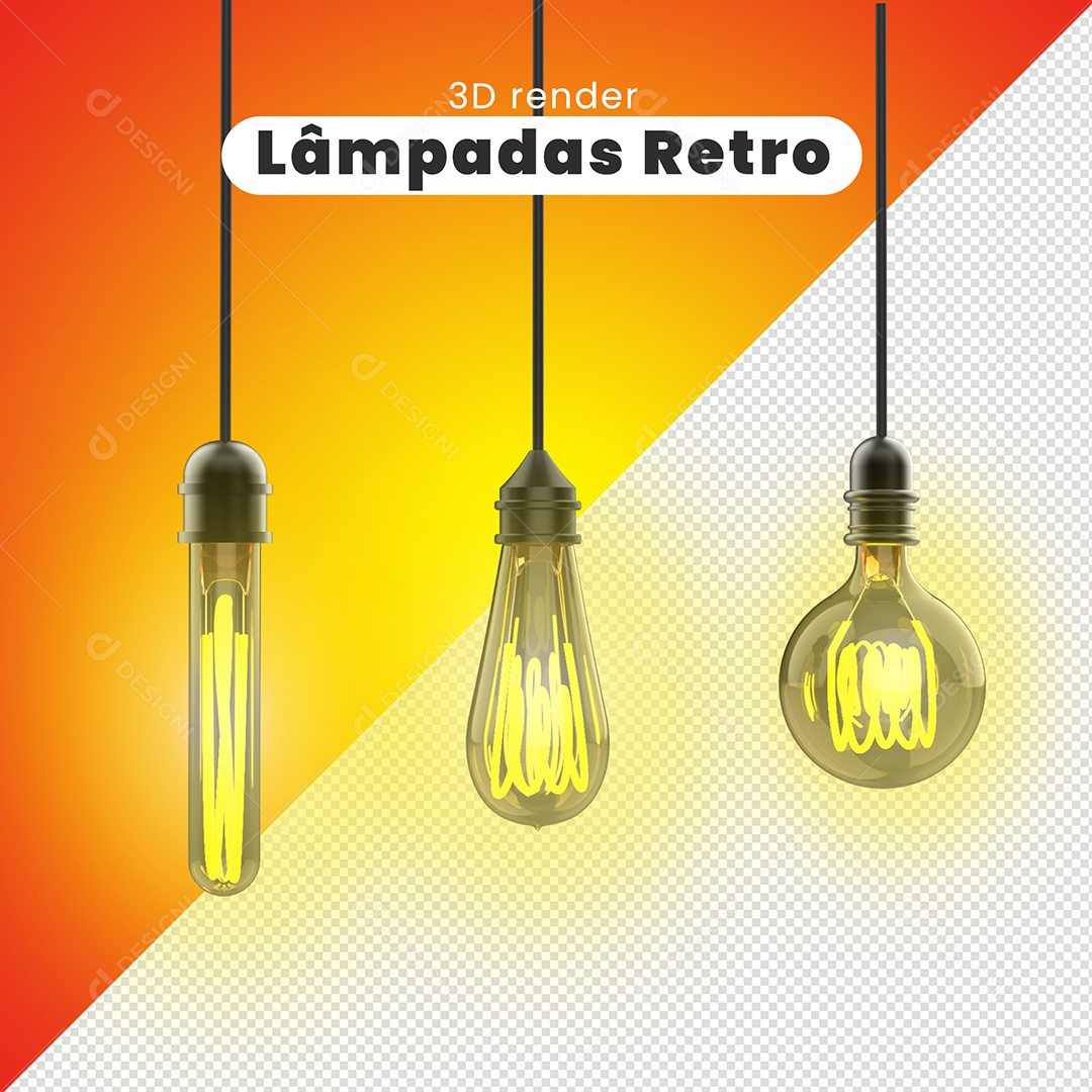 Elemento 3D Lâmpadas Para Composição PSD