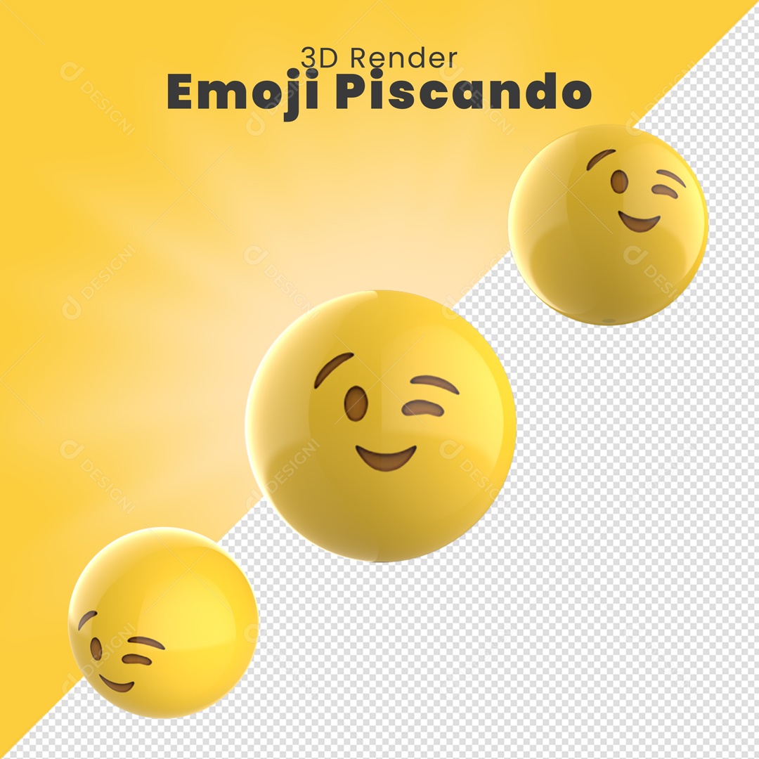 Elemento 3D Emoji Piscando Para Composição PSD