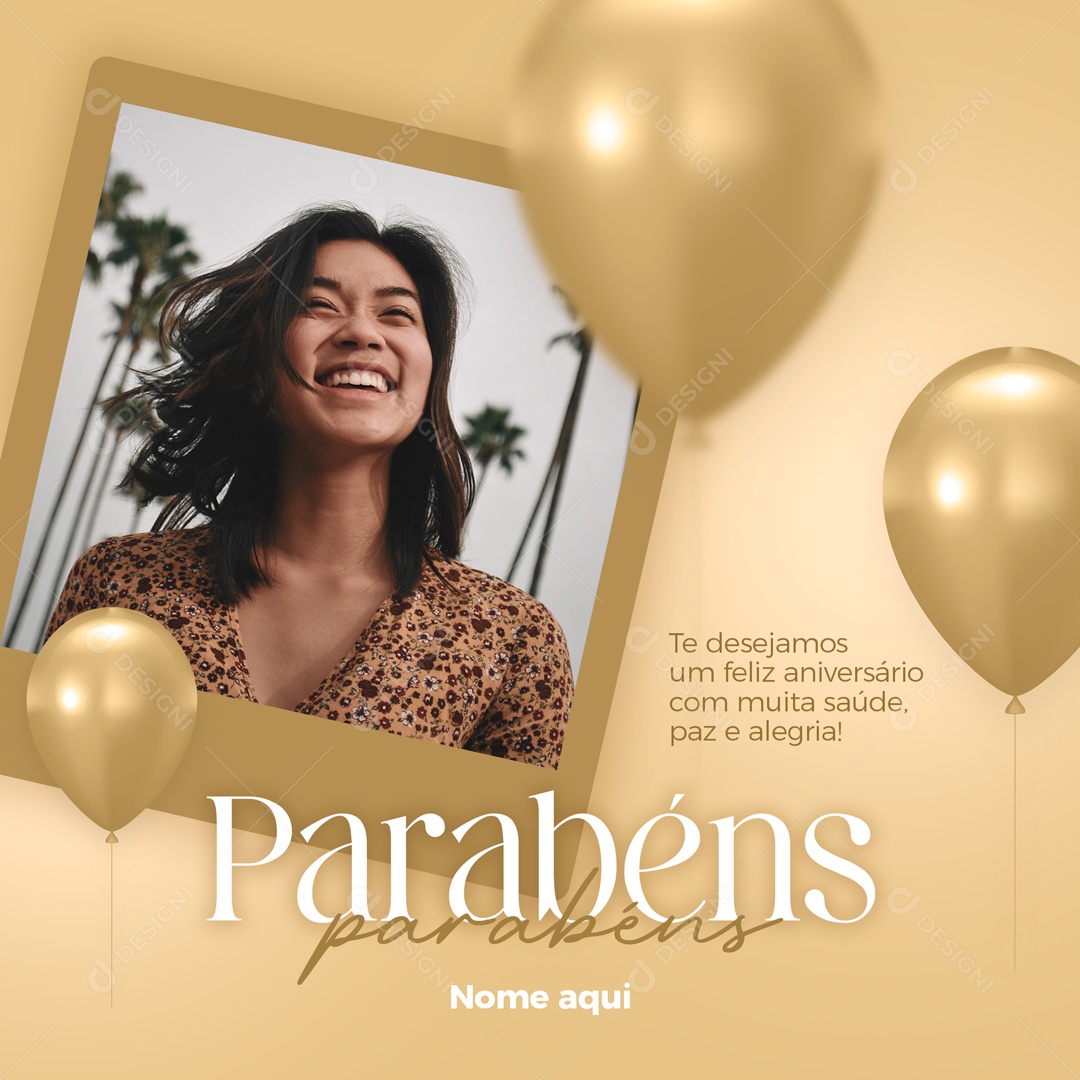 Social Media Parabéns Muita Paz Saúde  E Alegria PSD Editável