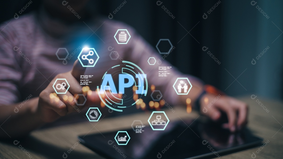 API - Interface de Programação de Aplicativos. Ferramenta de desenvolvimento de software. Negócios, tecnologia moderna