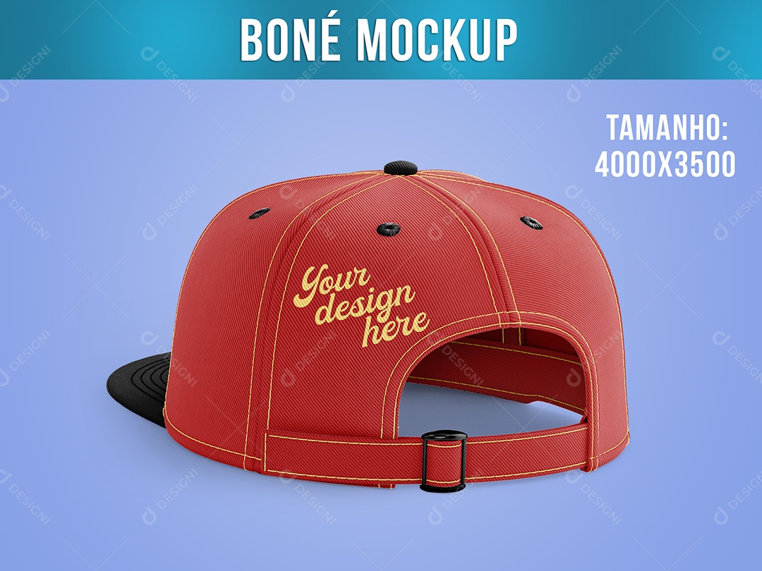 Boné Mockup Aba Reta Basquete Acessório Verão Vista de Trás PSD Editável