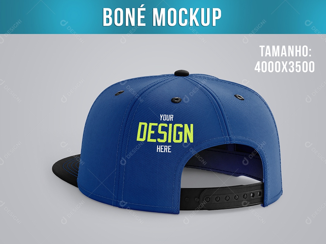 Boné Mockup Aba Reta Basquete Acessório Verão Vista de Trás PSD Editável