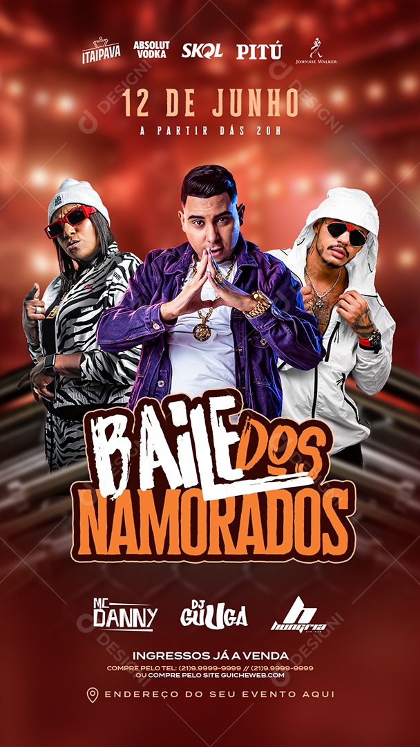 Social Media Flyer Story Evento Baile Dos Namorados PSD Editável