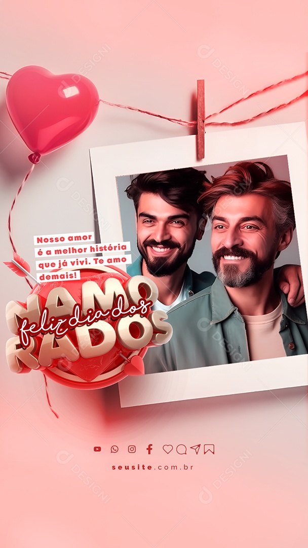 Story Nosso Amor é a Melhor História Que Já Vivi Te Amo Demais Feliz Dia Dos Namorados Social Media PSD Editável