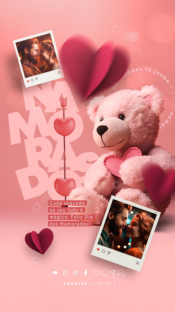 Story Cada Segundo Ao Seu Lado é Mágico Dia Dos Namorados Social Media PSD Editável
