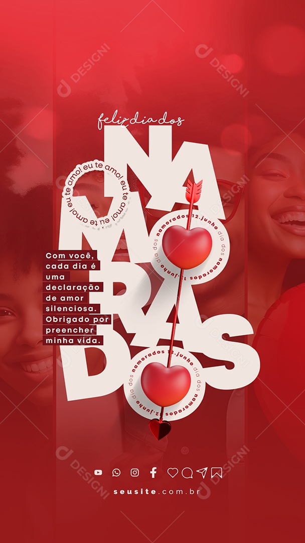 Story Com Você Cada é Uma Declaração De Amor Feliz Dia Dos Namorados Social Media PSD Editável
