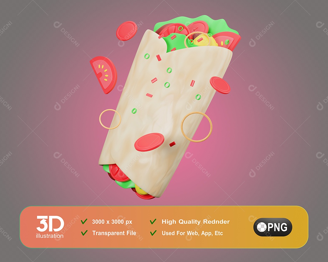 Burrito Elemento 3D Para Composição PSD