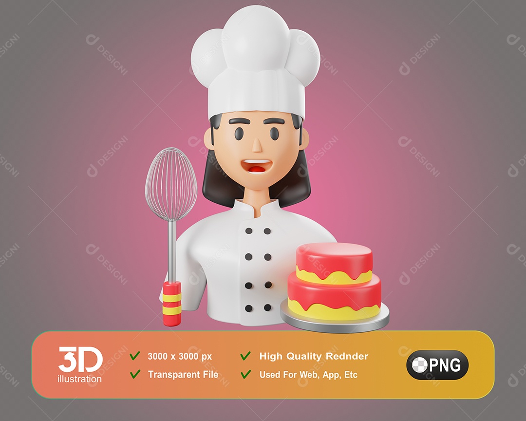 Chefe de Cozinha Elemento 3D Para Composição PSD