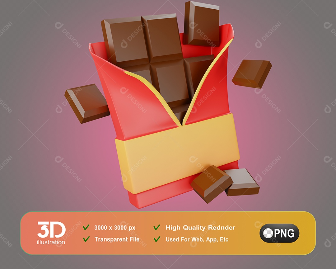 Tablet De Chocolate Elemento 3D Para Composição PSD