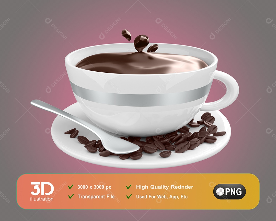Xicara De Café Elemento 3D Para Composição PSD