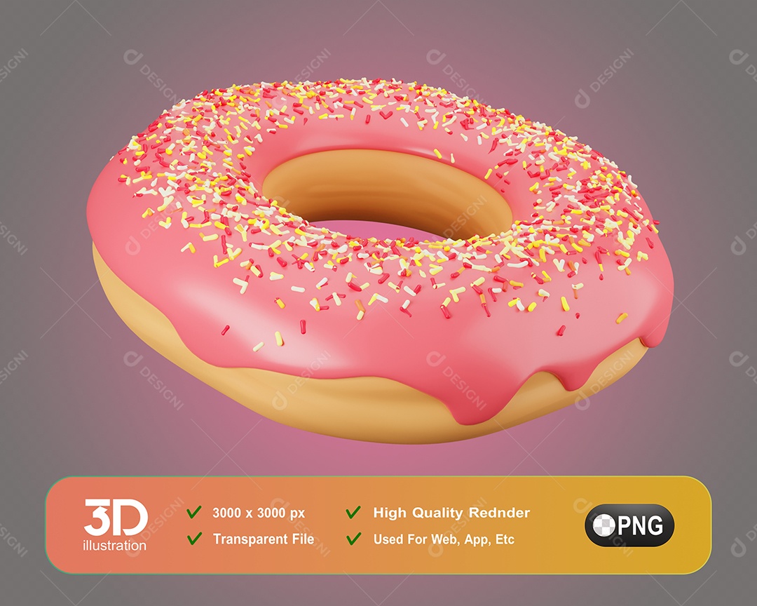 Rosquinha Elemento 3D Para Composição PSD