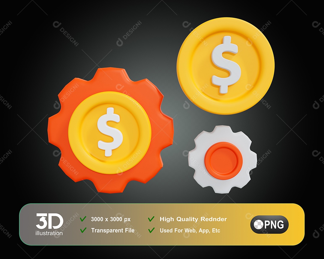 Moedas Elemento Laranja 3D Para Composição PSD