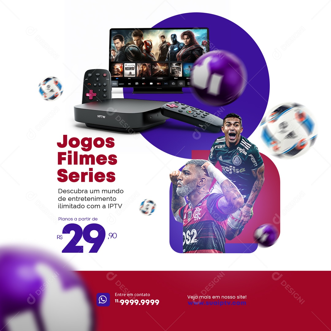 Jogos Filmes Series Descubra Um Mundo De Entretenimento IPTV Social Media PSD Editável