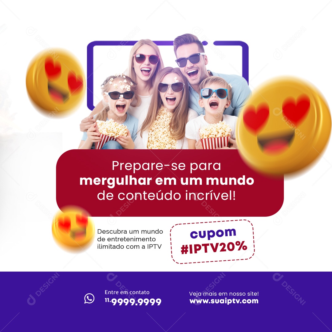Prepare-Se Para Mergulhar Em Um Mundo De Conteúdo Incrível IPTV Social Media PSD Editável