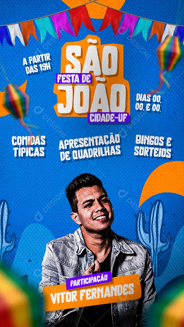 Story Festa De São João Participação Vitor Fernandes Social Media PSD Editável